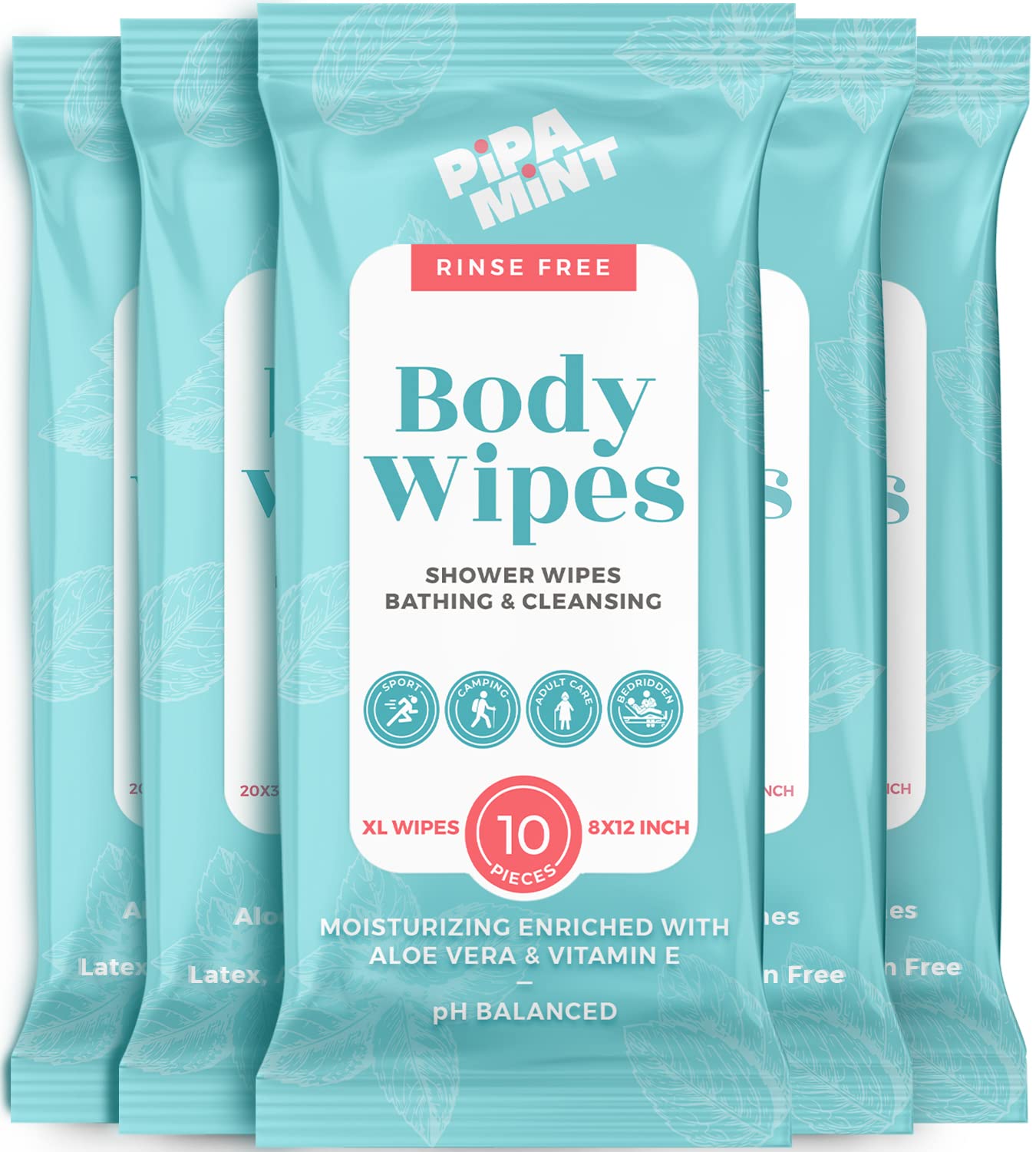 Body Wipes - 50 XL Shower Body Wipes for Bathing, Traveling, Camping, Gym, Car, for Adult and Elderly