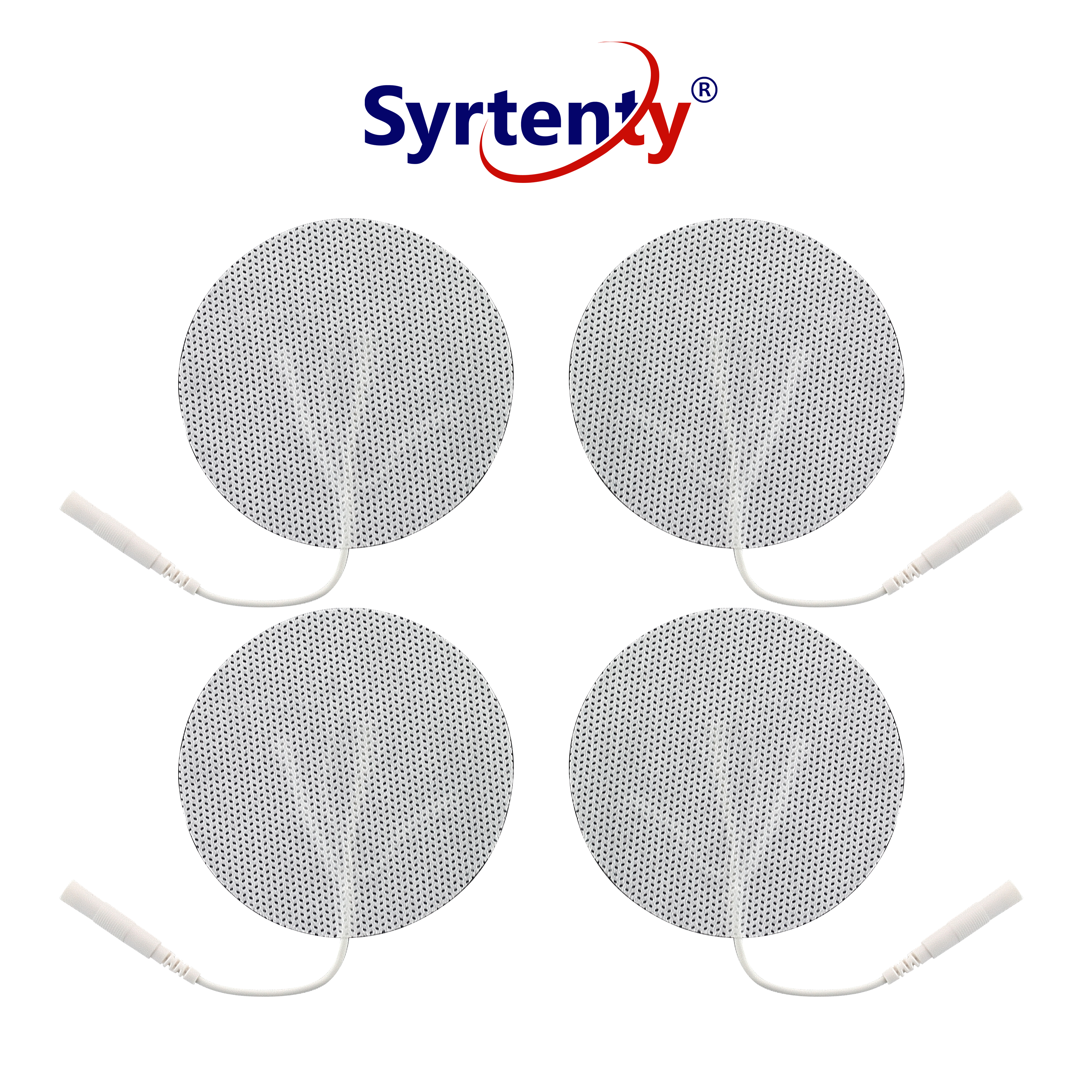 Syrtenty-"TENS Unit Pads -  Pigtail Round 2.75 inch 4pcs Electrodes"