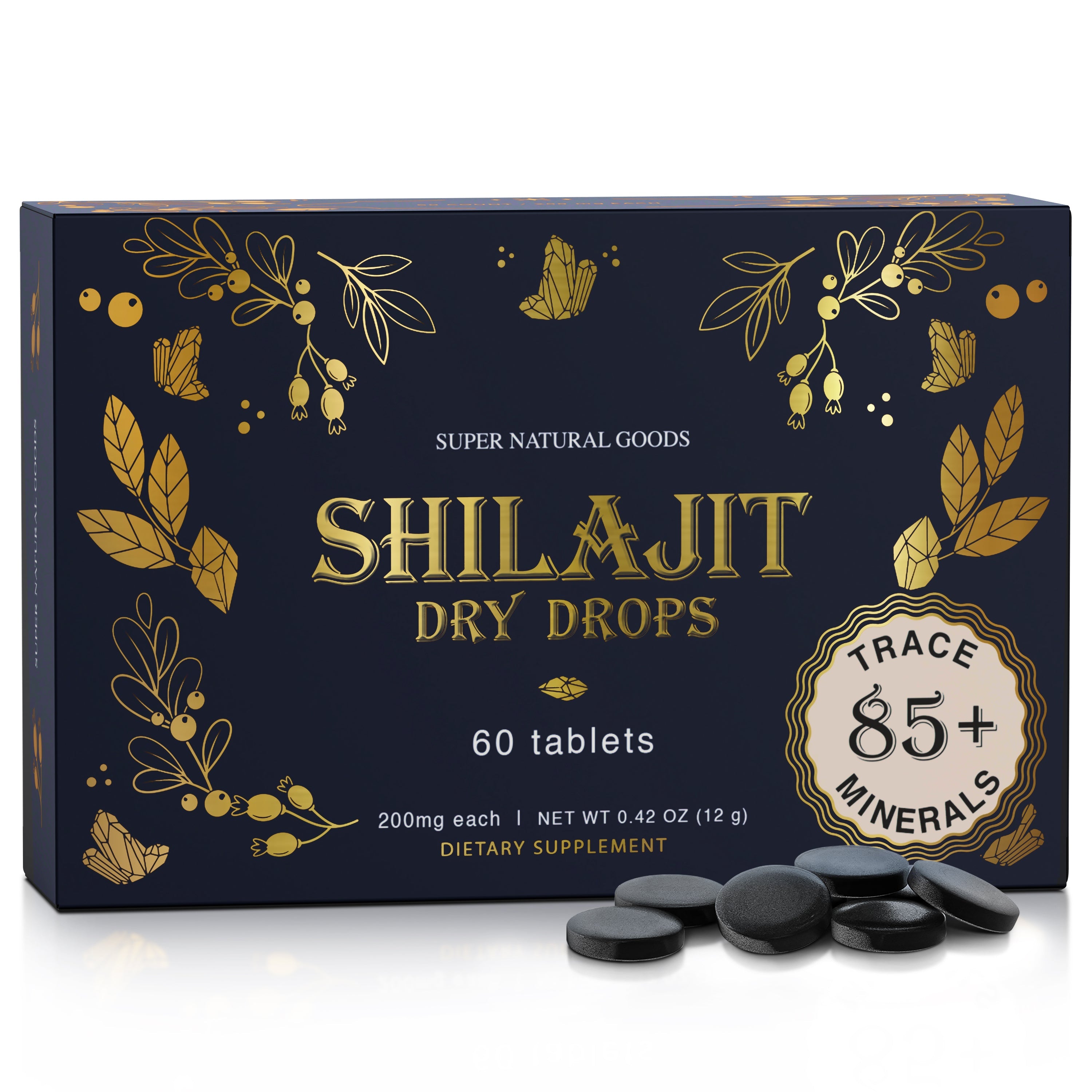 Pure Shilajit Resin Dry Drops - High Potency, Grade A, 100% Pure & Natural with Fulvic Acid & 85+ Trace Minerals