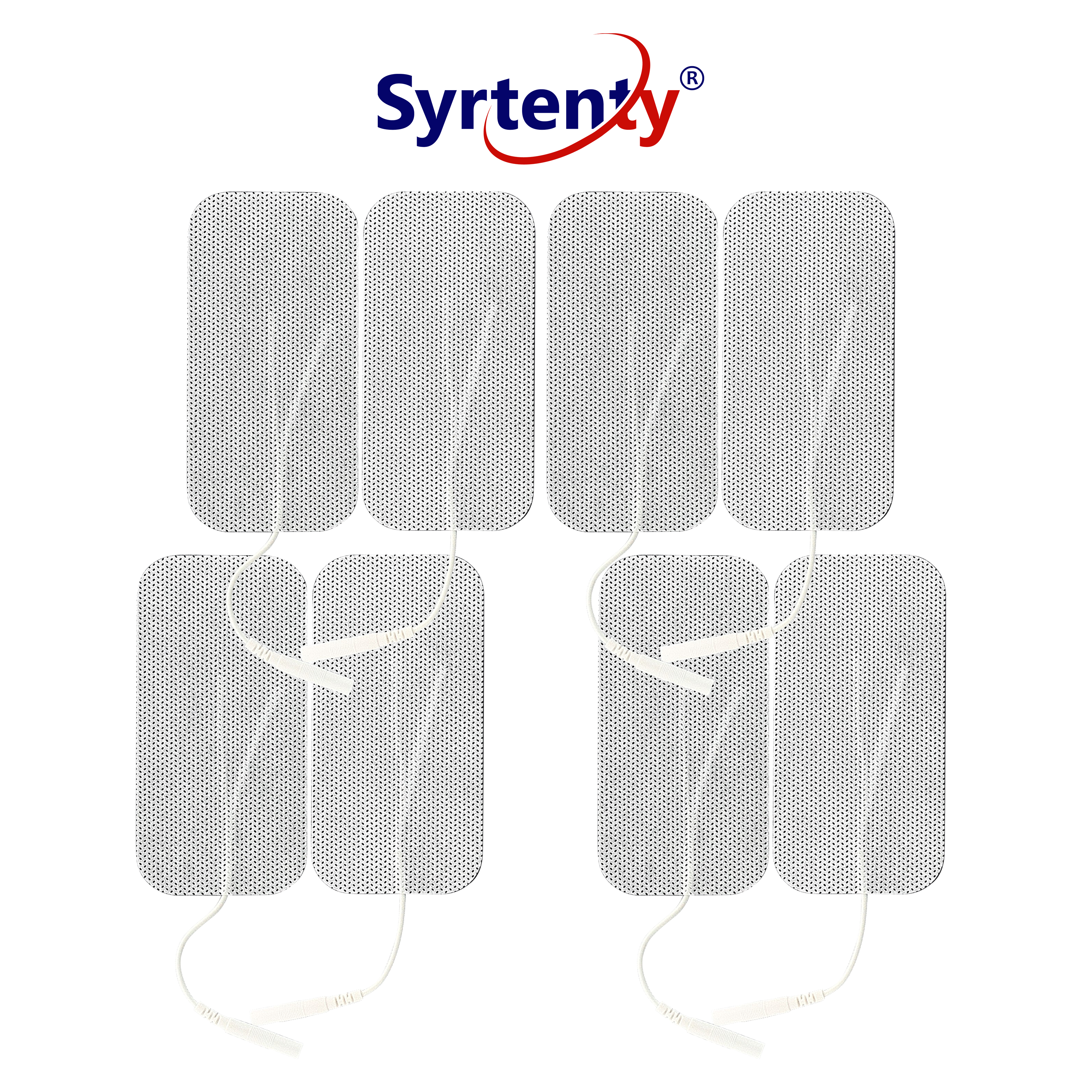Syrtenty-"TENS Unit Pads -  Pigtail Rectangle 2x4 inch 8pcs Electrodes"