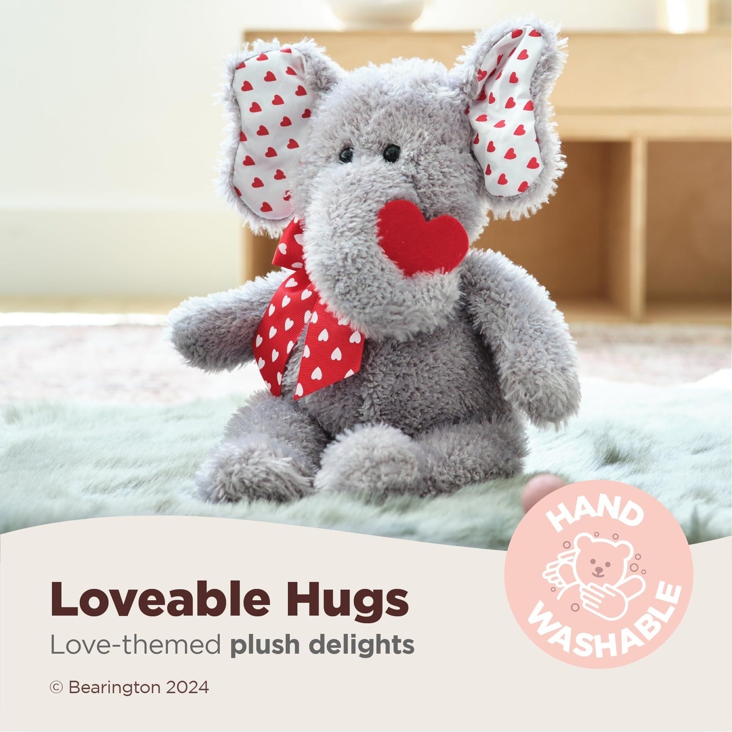 13" Valentine's Elephant Hugh Loves You
