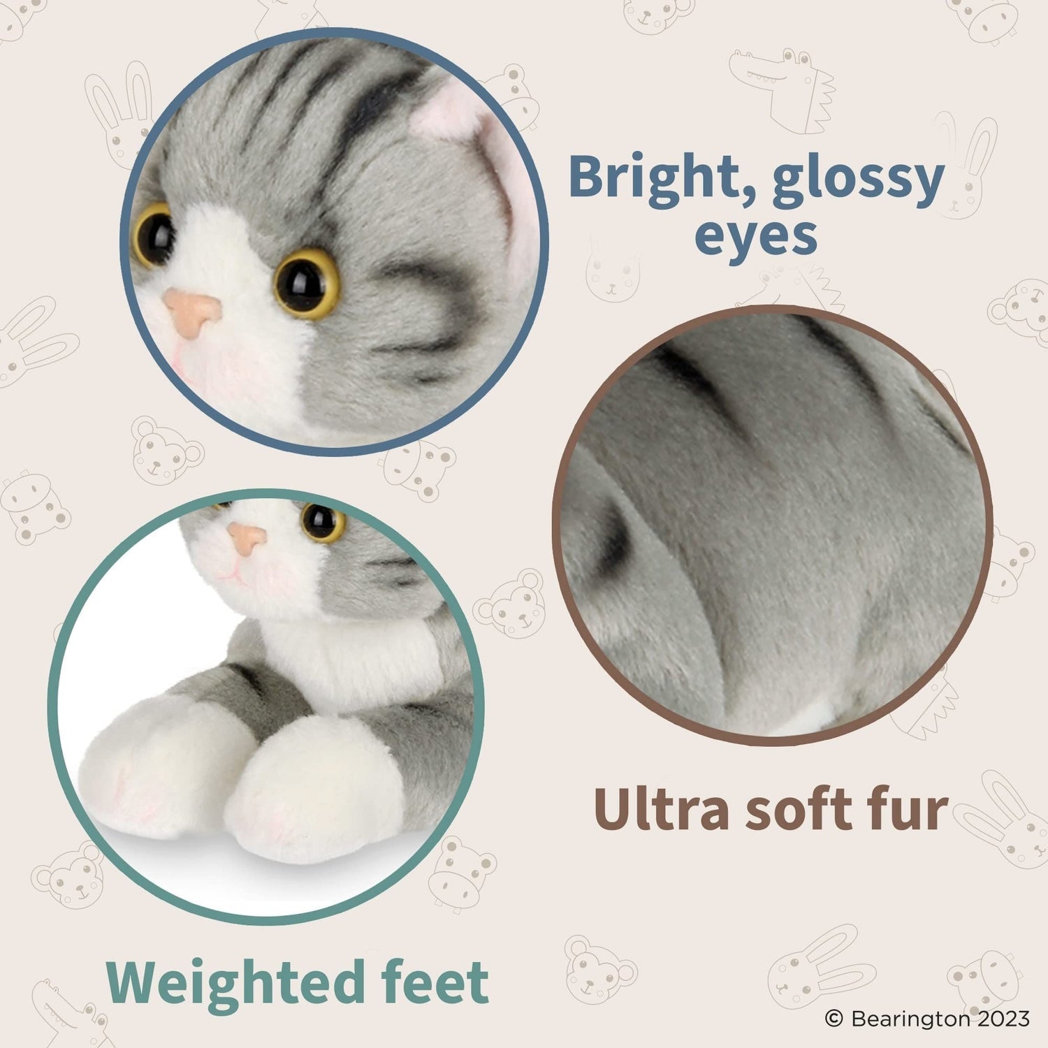 8" Grey Tabby Cat Lil’ Socks