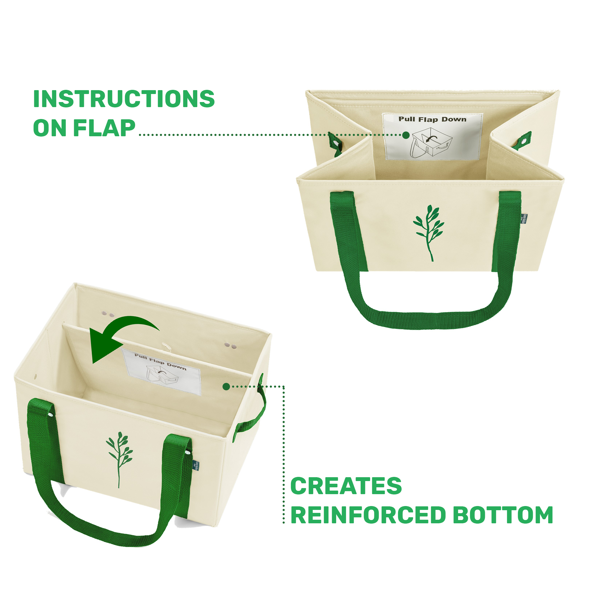Taupe Reusable Grocery Box Bags (Set of 3)