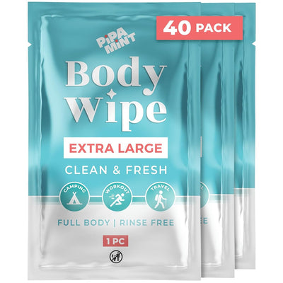 Shower Body Wipes Individually Wrapped, Personal Hygiene Body Wipes for Women and Men, Travel Essentials, After Gym, Camping Shower, Outdoors Sports, Adult Wipes No Rinse