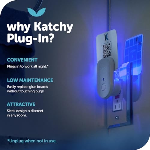 Katchy Plug-In Bug Trap (Indoor) – Bug Catcher for Mosquitoes, Gnats, Fruit Flies & Small Moths – White