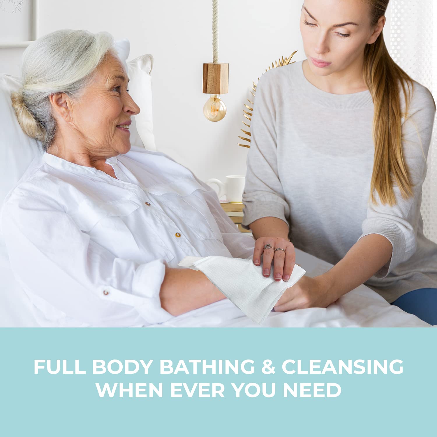 Body Wipes - 50 XL Shower Body Wipes for Bathing, Traveling, Camping, Gym, Car, for Adult and Elderly