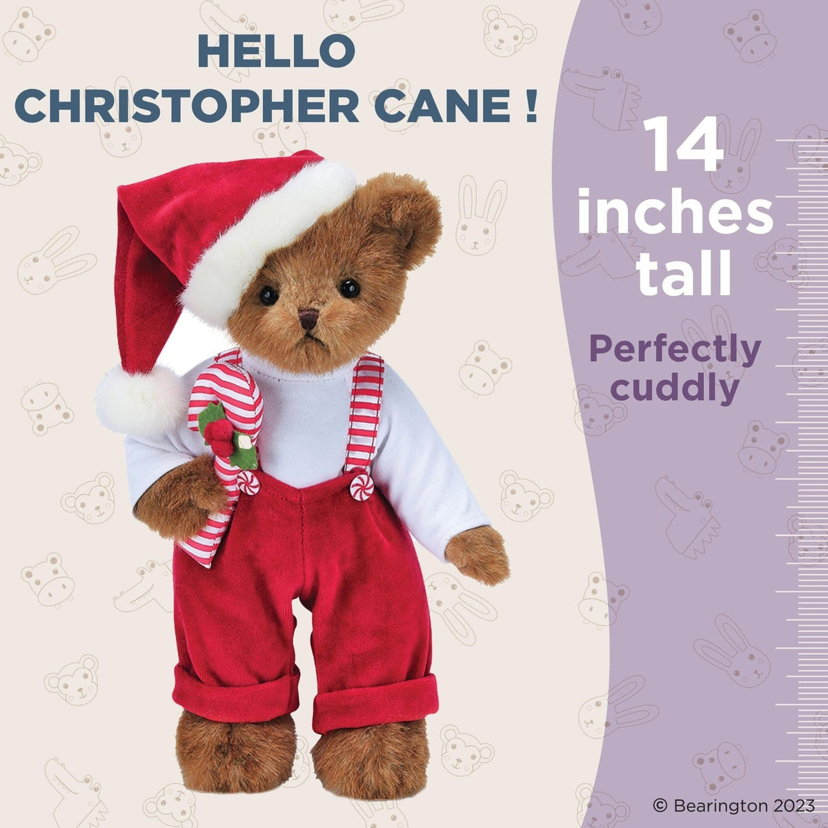 14" Christmas Bear Christopher Cane