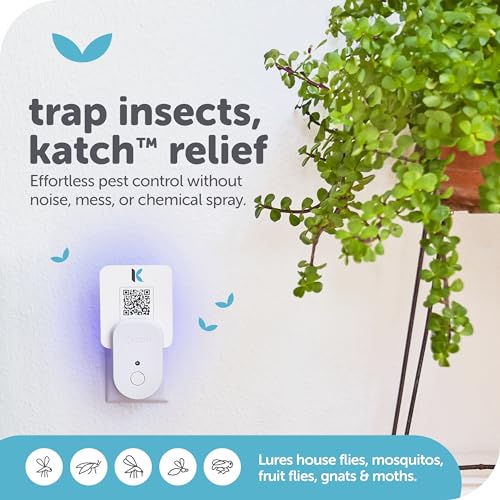 Katchy Plug-In Bug Trap (Indoor) – Bug Catcher for Mosquitoes, Gnats, Fruit Flies & Small Moths – White