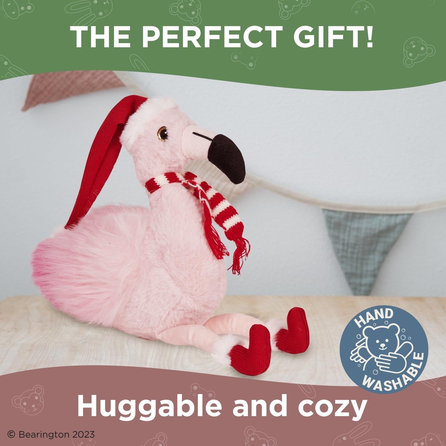 8.5" Flamingo w/ scarf & hat, Festive Fifi
