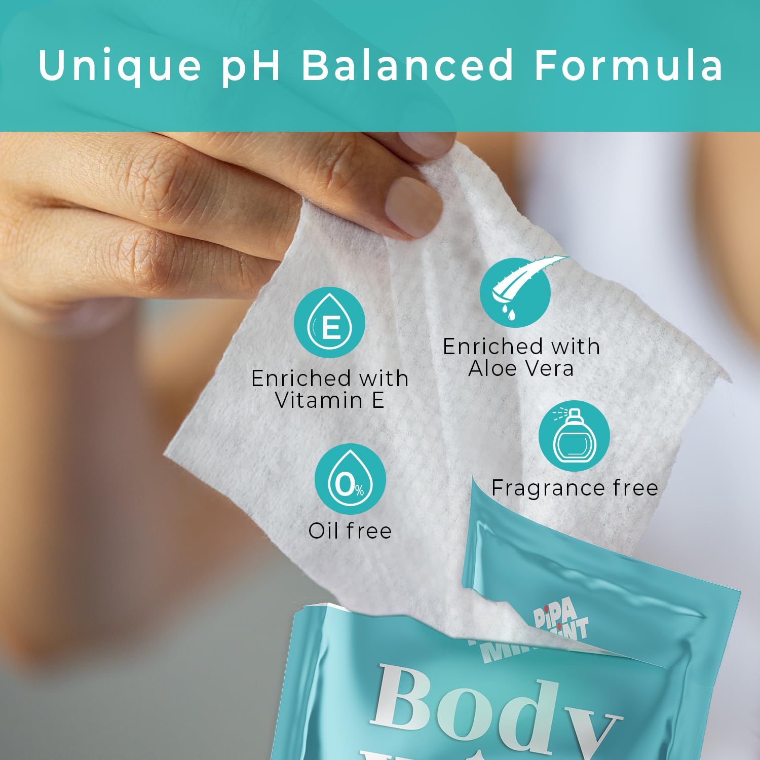 Shower Body Wipes Individually Wrapped, Personal Hygiene Body Wipes for Women and Men, Travel Essentials, After Gym, Camping Shower, Outdoors Sports, Adult Wipes No Rinse