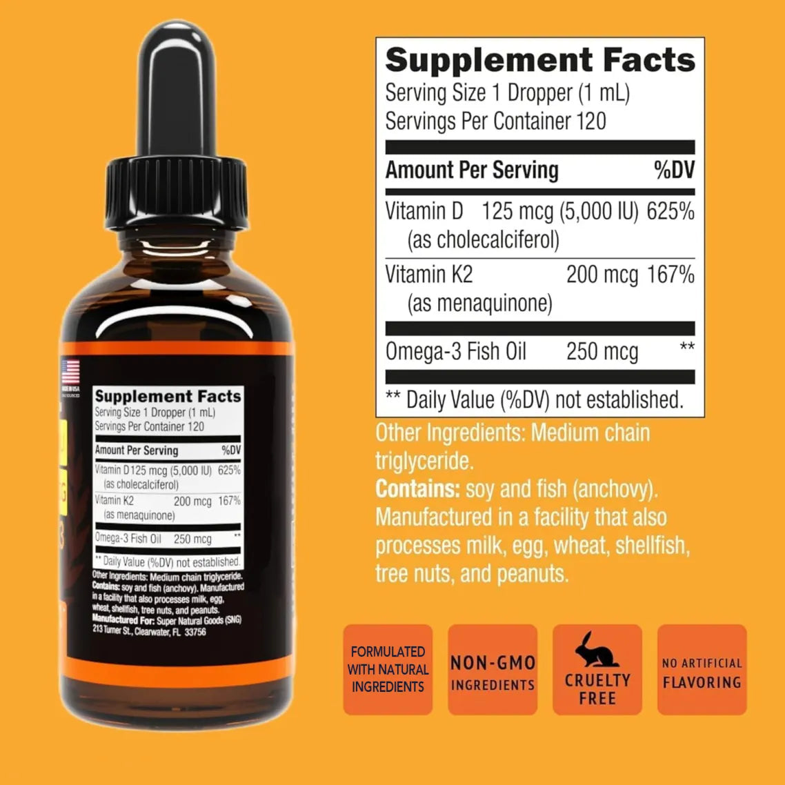 Immune System Support D3 K2 Liquid Vitamins