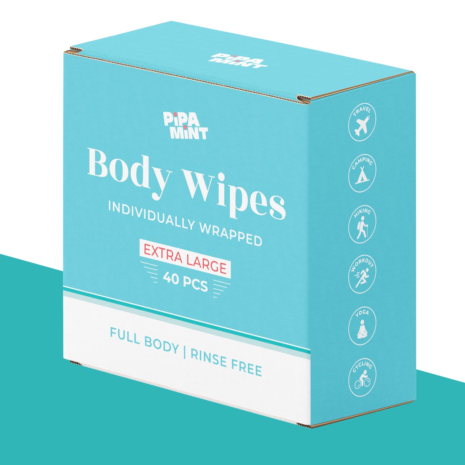 Shower Body Wipes Individually Wrapped, Personal Hygiene Body Wipes for Women and Men, Travel Essentials, After Gym, Camping Shower, Outdoors Sports, Adult Wipes No Rinse