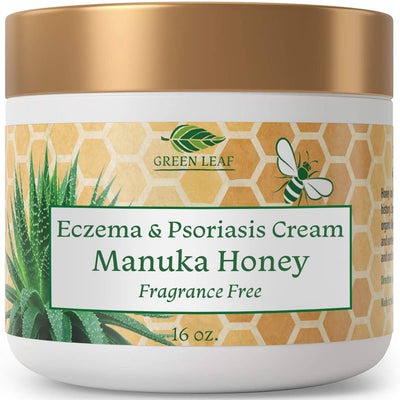 Manuka Honey Eczema Cream (Fragrance Free) - Moisturizing Lotion Treatment For Psoriasis Relief - Itchy, Dry Skin Rash Healing Ointment - Skin Soothing Moisturizer Kids, Adults, Baby Ultra Crème