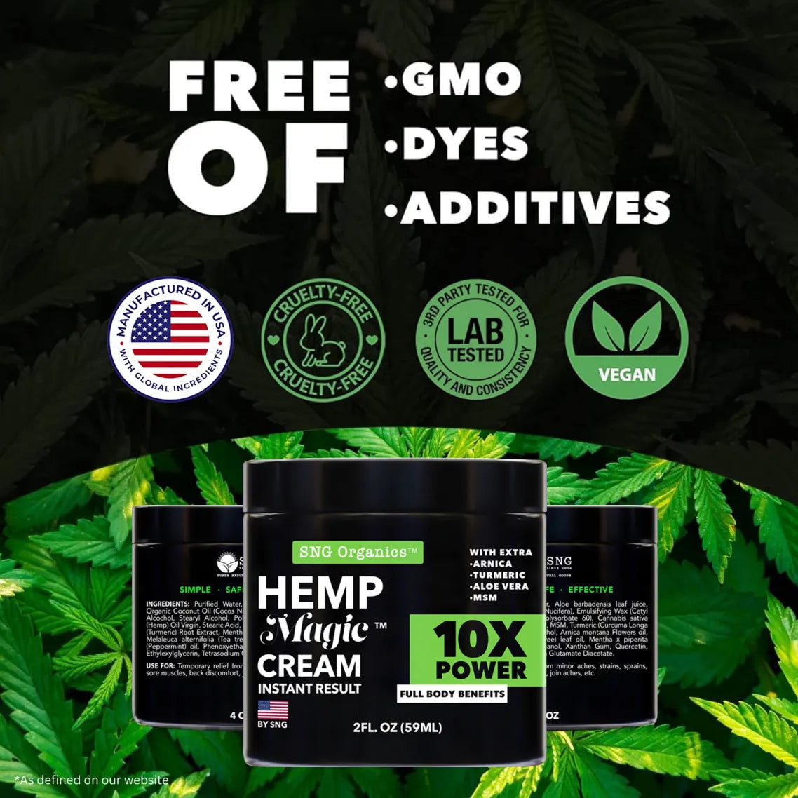 Hemp Magic Cream for Pain Relief & Inflammation (Made in USA)