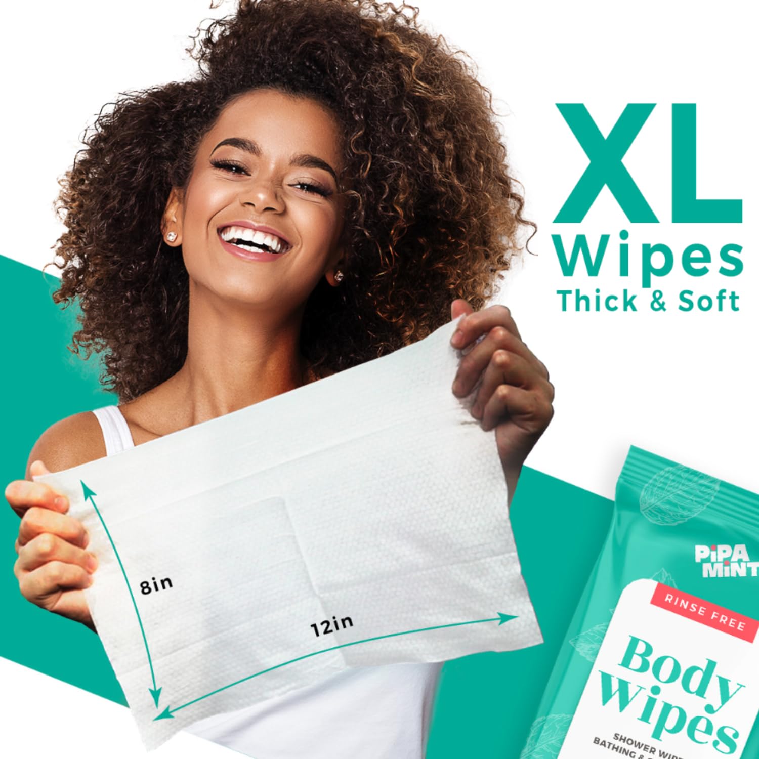 Body Wipes - 50 XL Shower Body Wipes for Bathing, Traveling, Camping, Gym, Car, for Adult and Elderly