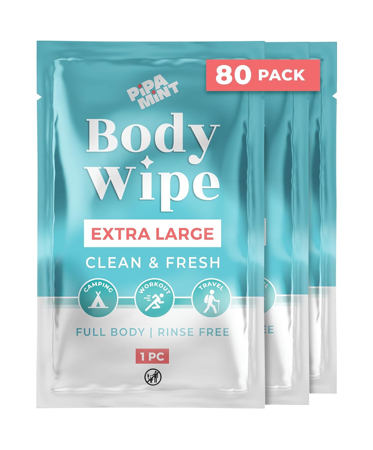 Shower Body Wipes Individually Wrapped, Personal Hygiene Body Wipes for Women and Men, Travel Essentials, After Gym, Camping Shower, Outdoors Sports, Adult Wipes No Rinse