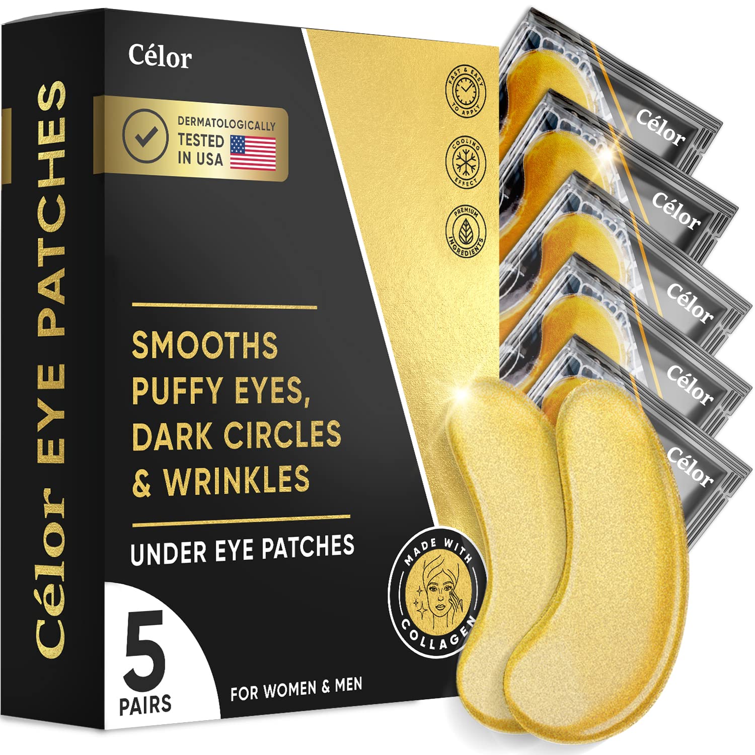 Golden Under Eye Patches - Under Eye Mask with Amino Acid & Collagen