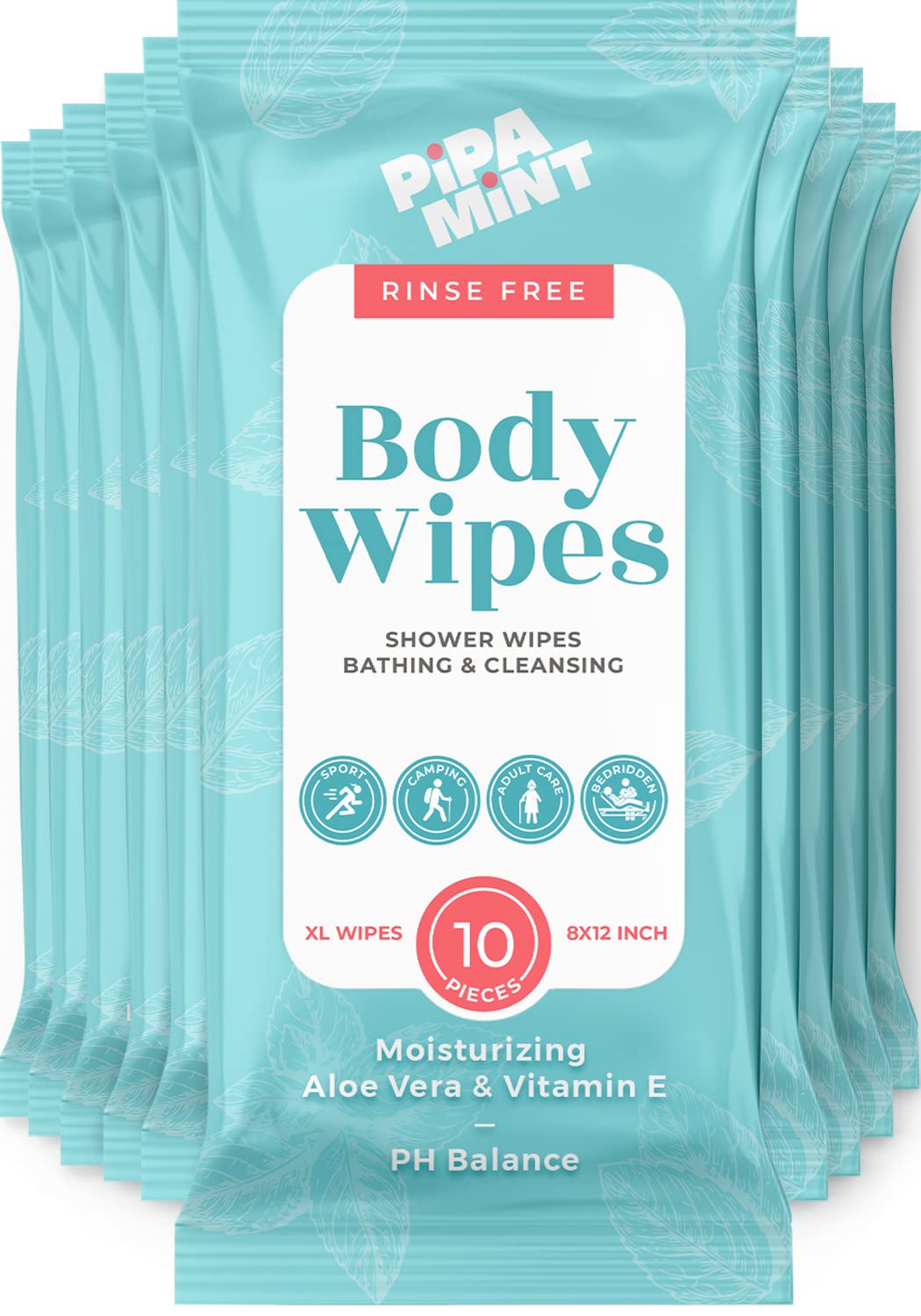 Body Wipes - 50 XL Shower Body Wipes for Bathing, Traveling, Camping, Gym, Car, for Adult and Elderly