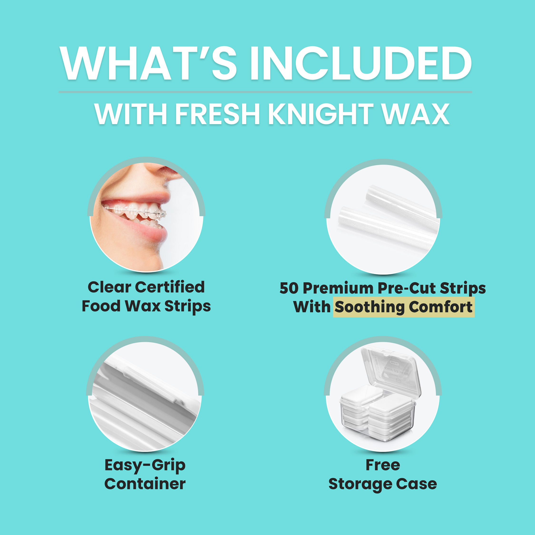 Premium Aloe + Vitamin E Braces Wax Pre-cut strips - 10 pack with FREE storage case.