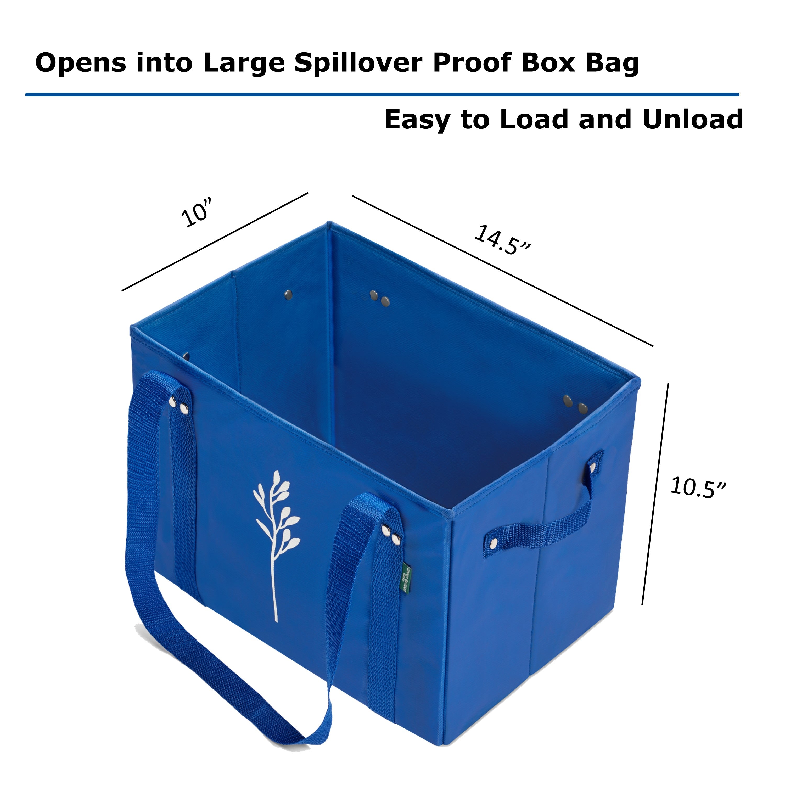 Reusable Grocery Bags Open into Spillover Proof Box Bag for Easy Loading and Unloading