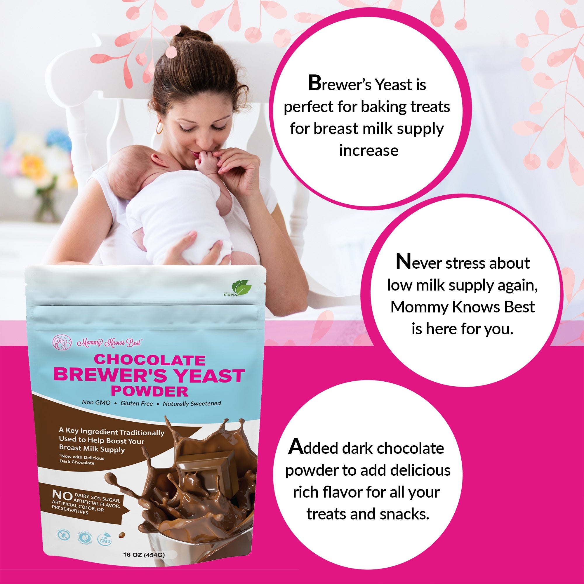Chocolate Brewers Yeast Powder for Lactation - 16oz