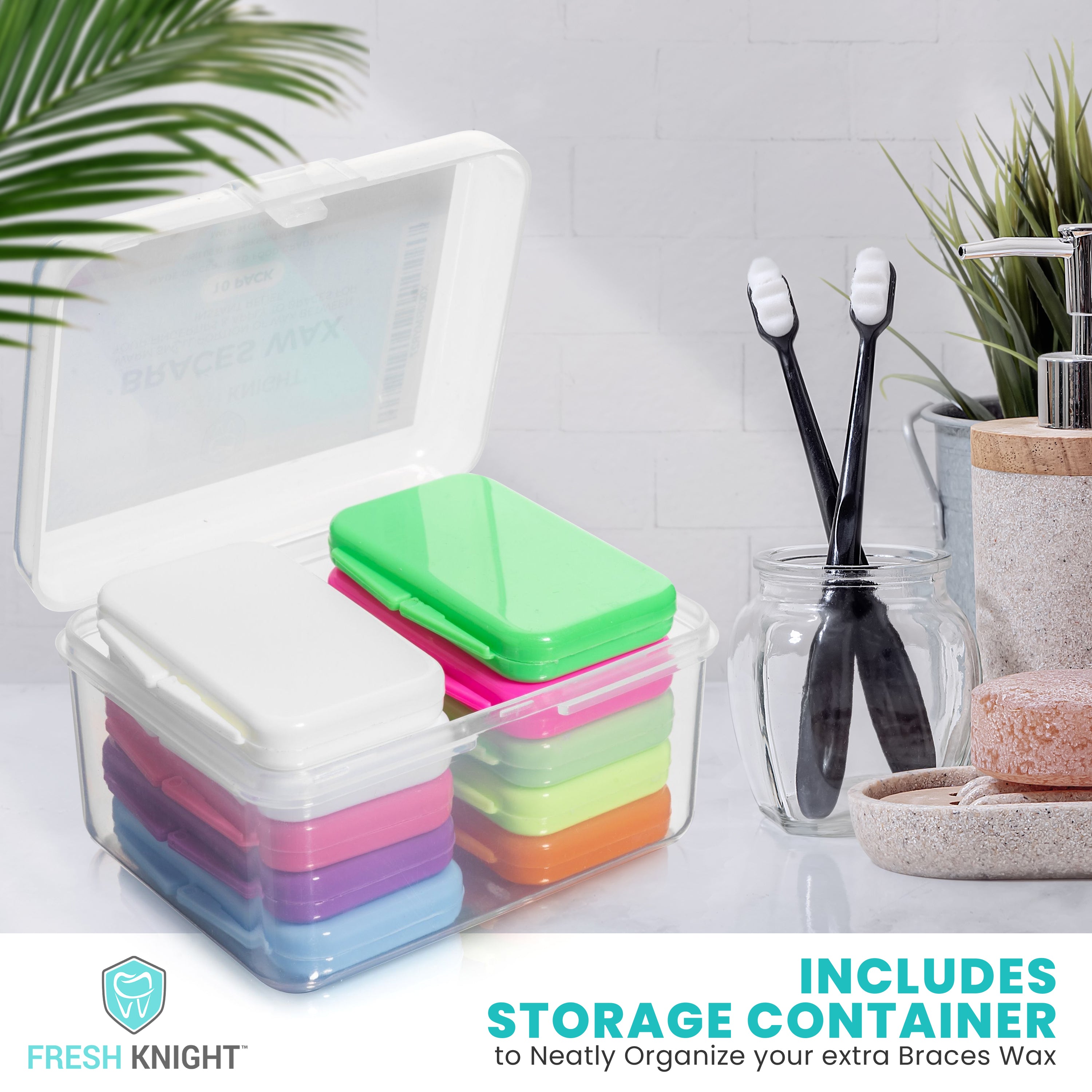 Premium Braces Wax- 10 pack Fun & Bright Colors with FREE storage case.