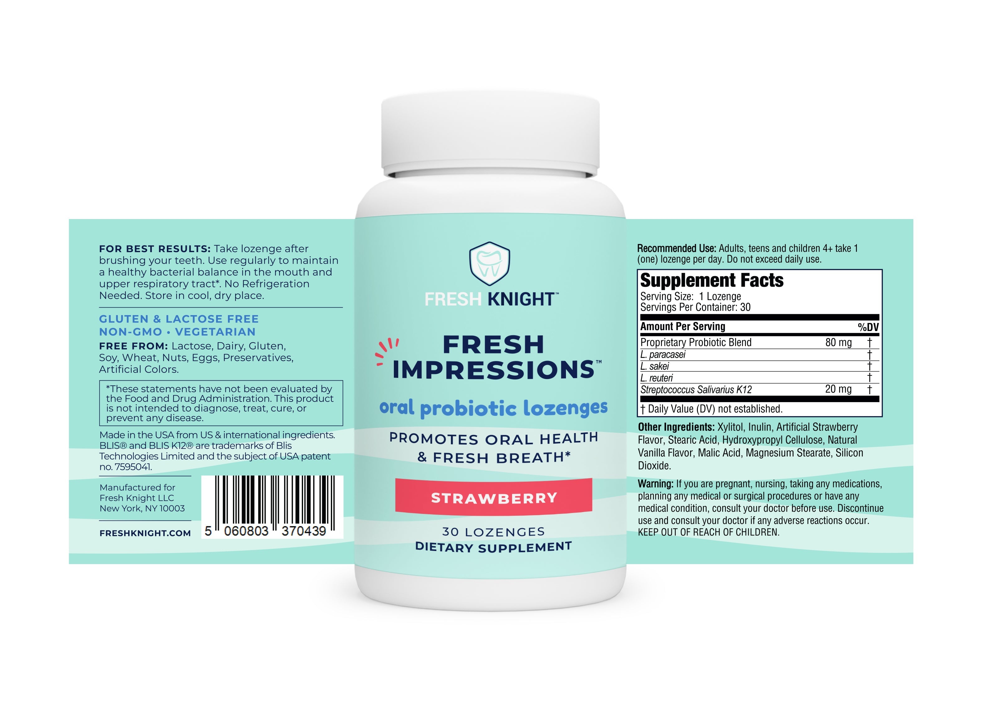 Fresh Impressions - Strawberry Oral Probiotic Lozenges for Kids