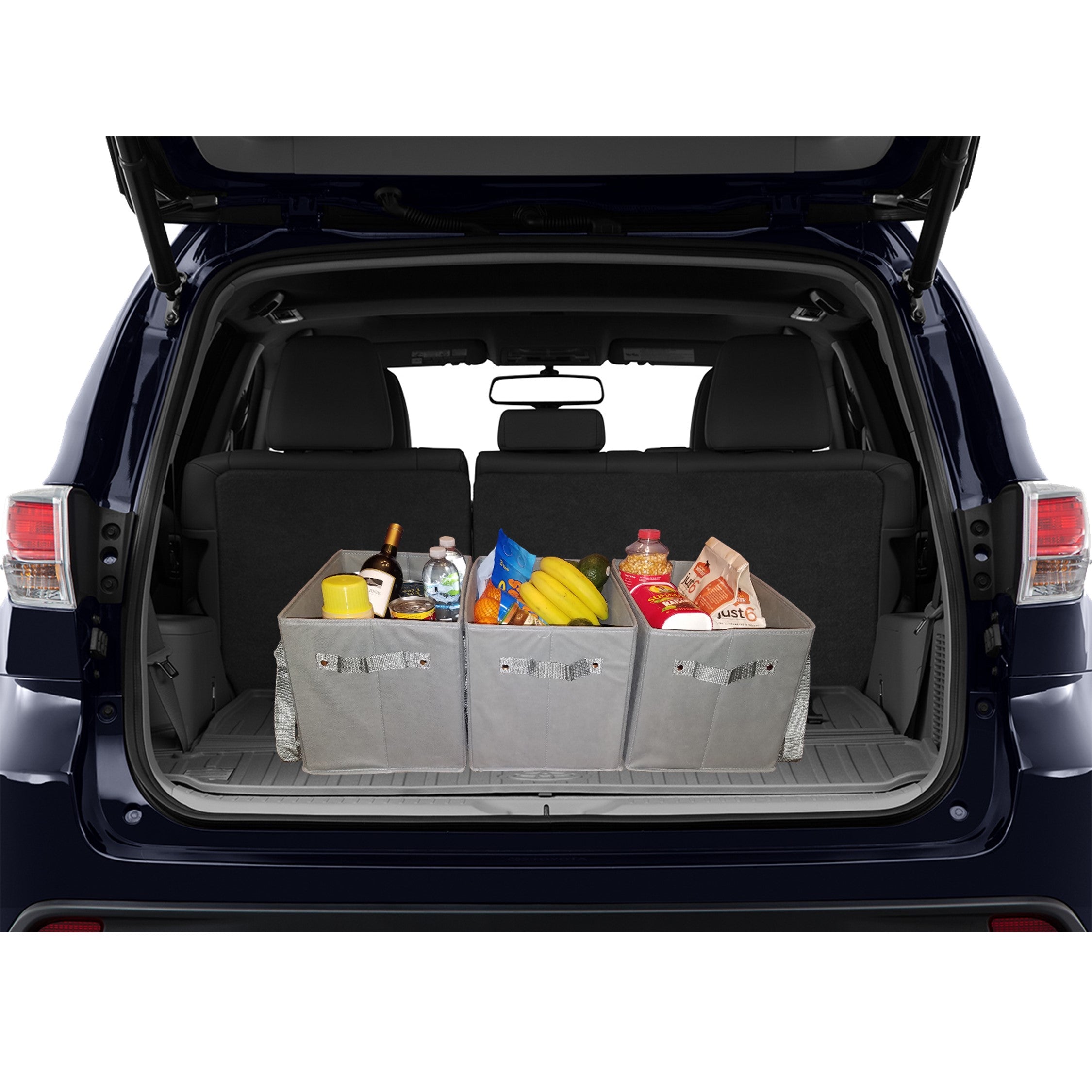 Set of 3 Reusable Grocery Bags Stay Upright and Fit in the Trunk of Your Car