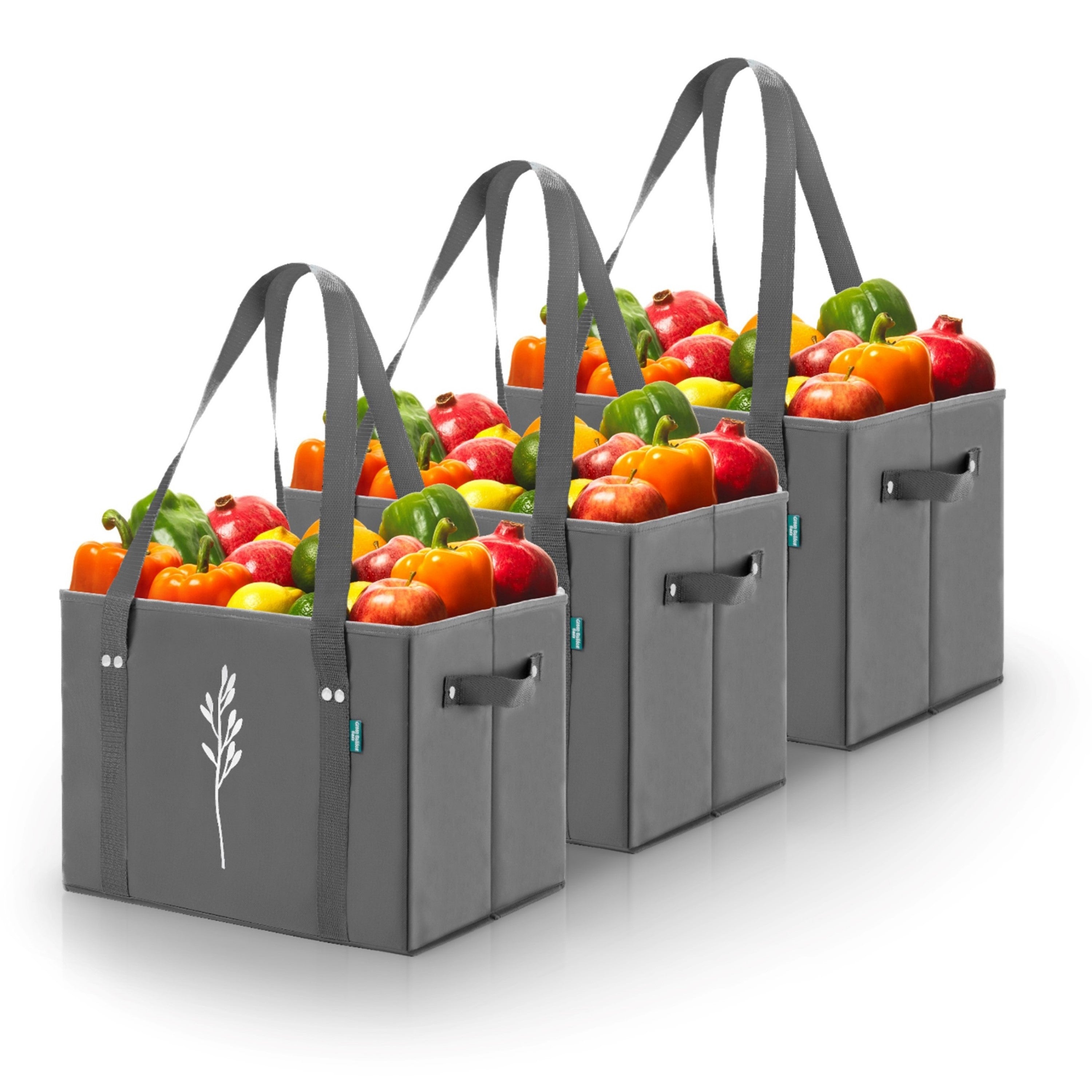Gray Reusable Grocery Box Bags (Set of 3)