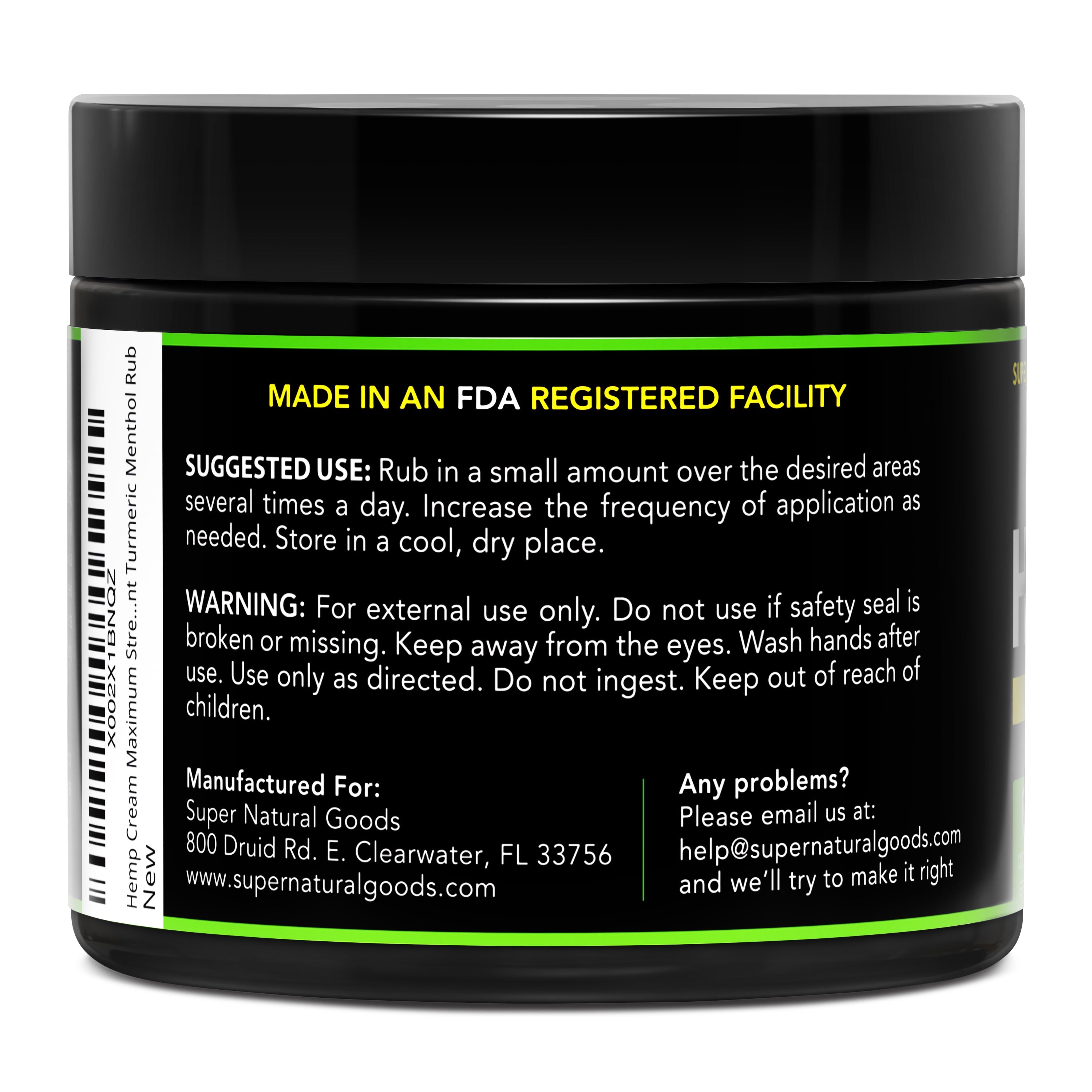 Super Natural Goods Hemp Cream with Hemp Oil, Turmeric, Arnica & Menthol – Botanical Cream with a Cooling Sensation for Localized Application