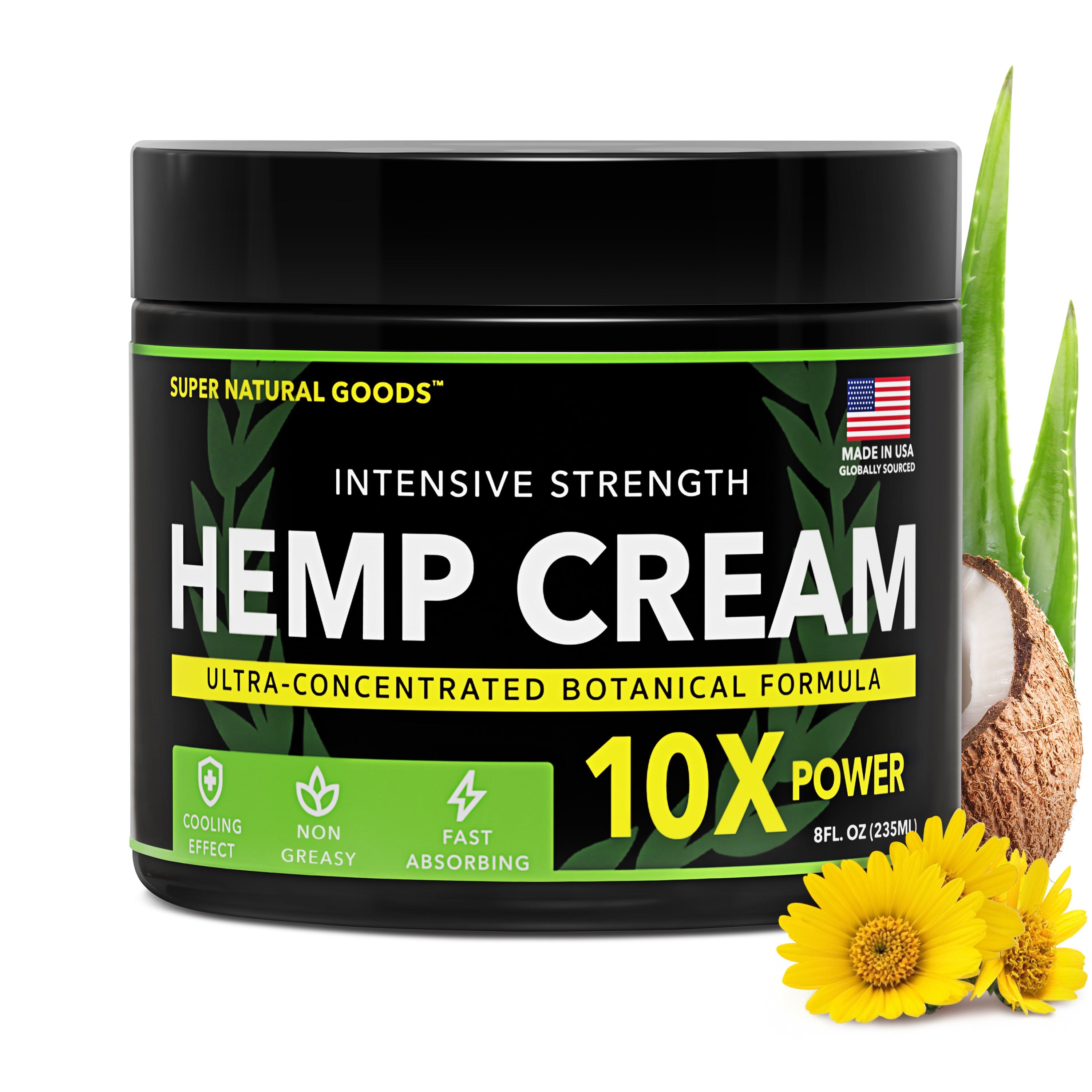 Super Natural Goods Hemp Cream with Hemp Oil, Turmeric, Arnica & Menthol – Botanical Cream with a Cooling Sensation for Localized Application