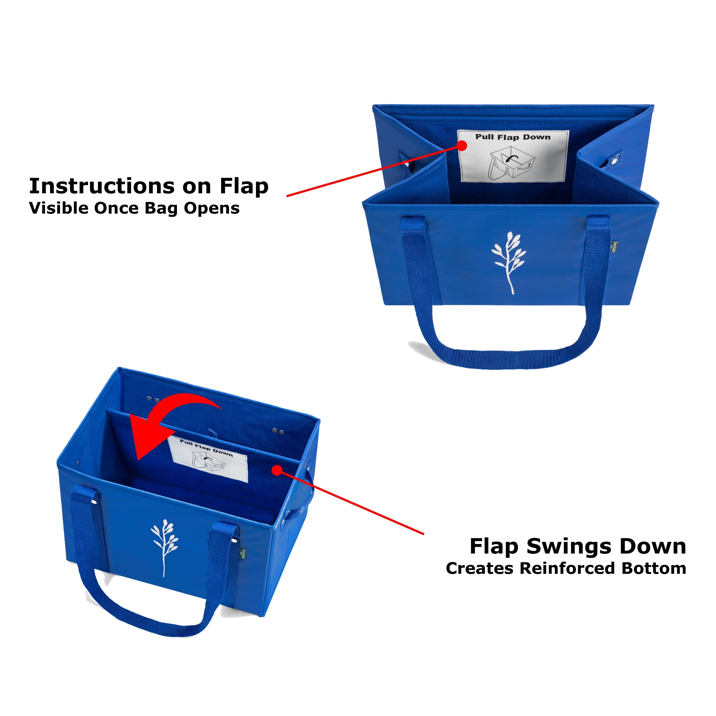 Collapsible Shopping Box Bags with Fold Out Reinforced Bottom