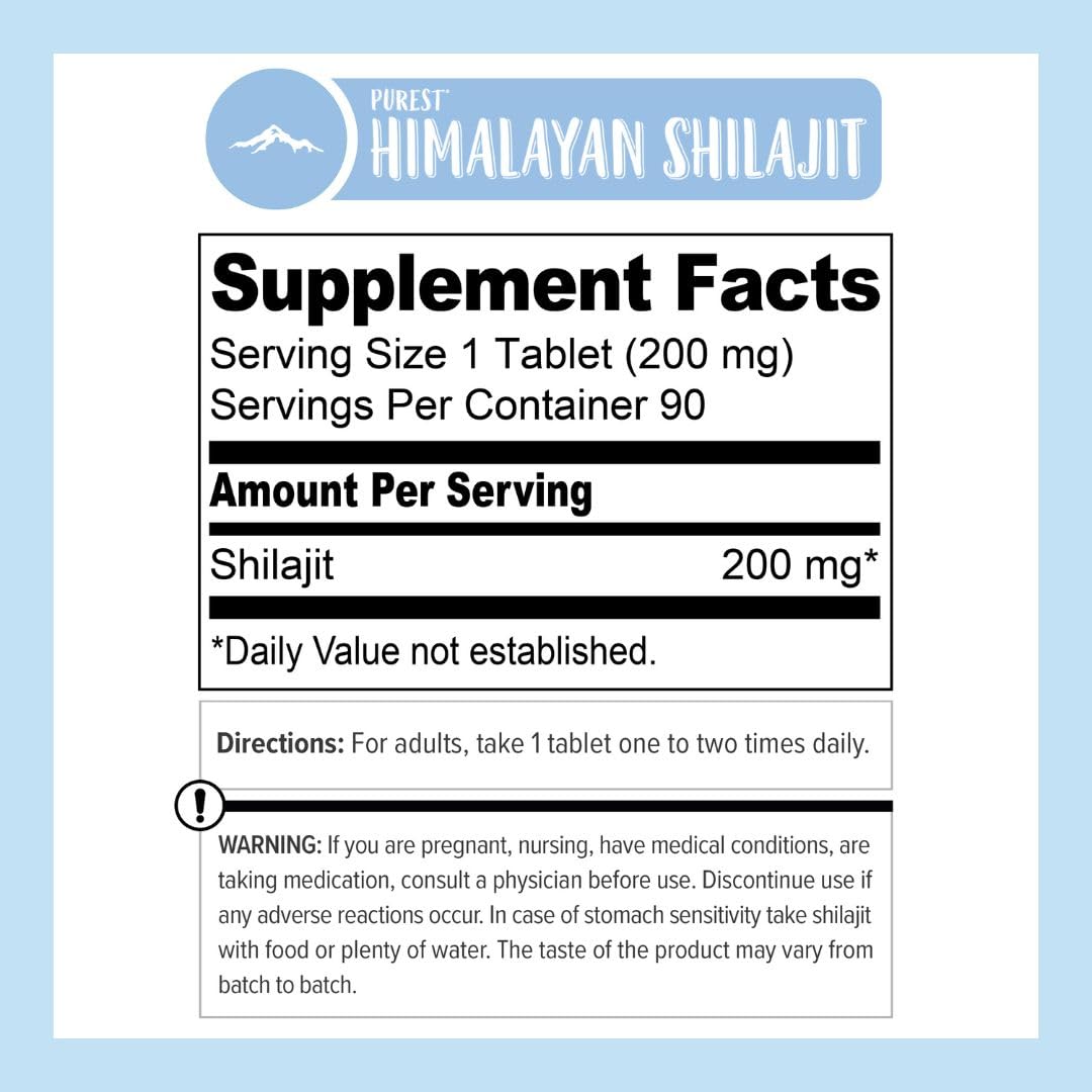 High Potency for Men and Women, 75 Servings of Purest Original Himalayan Shilajit Tablets, 85+ Trace Minerals, Fulvic Acid, Third Party US Lab Tested