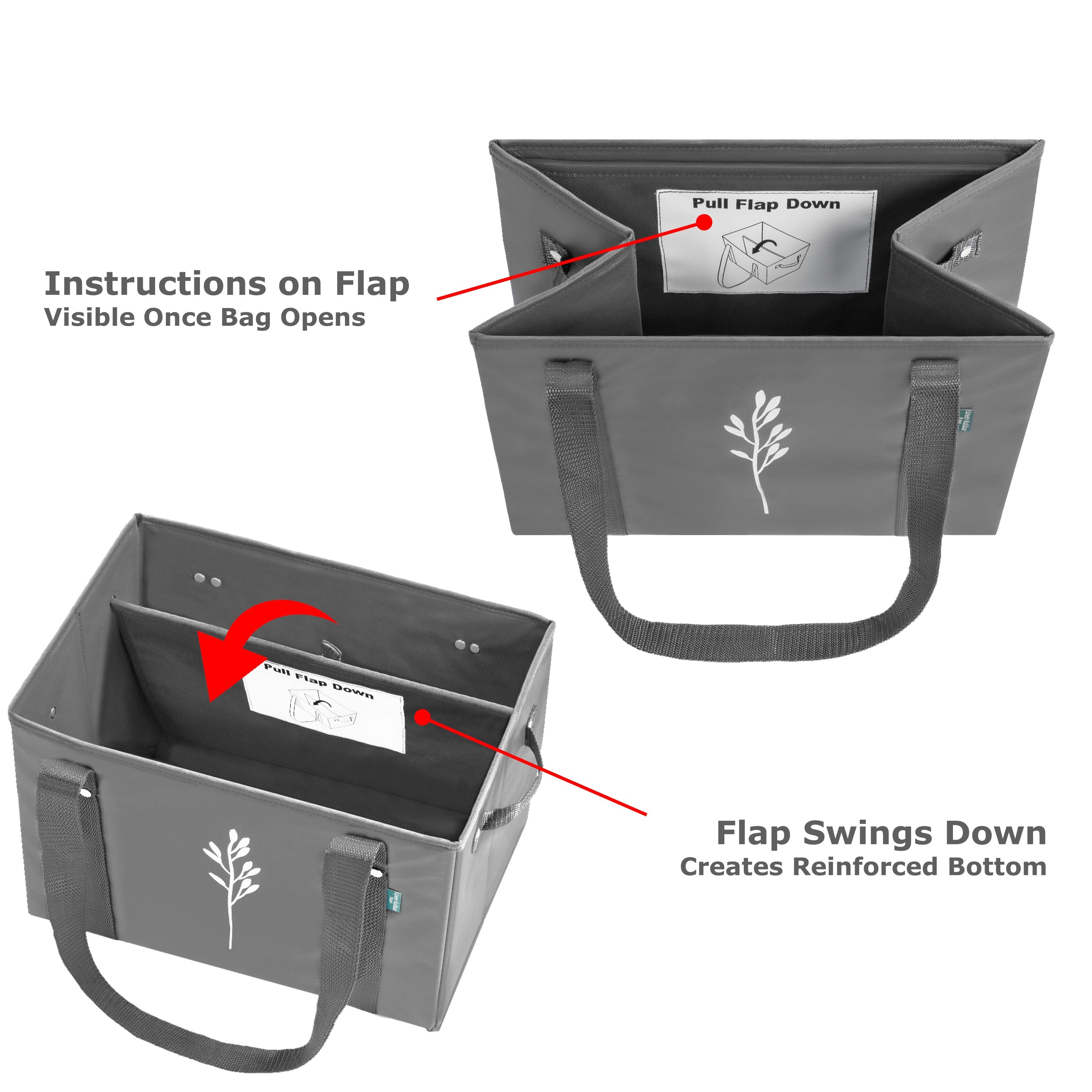Collapsible Shopping Box Bags with Fold Out Reinforced Bottom