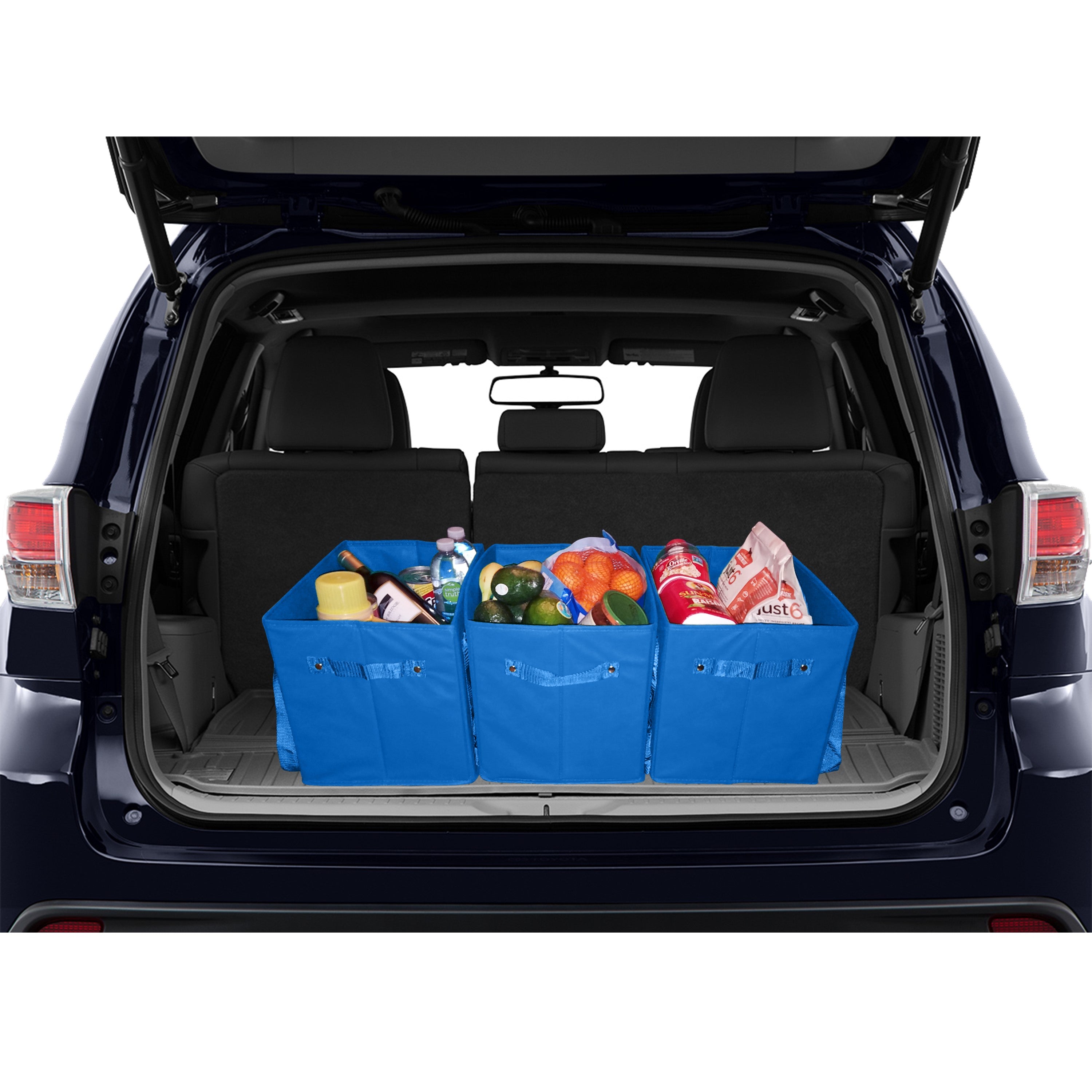 Set of 3 Reusable Grocery Bags Stay Upright and Fit in the Trunk of Your Car