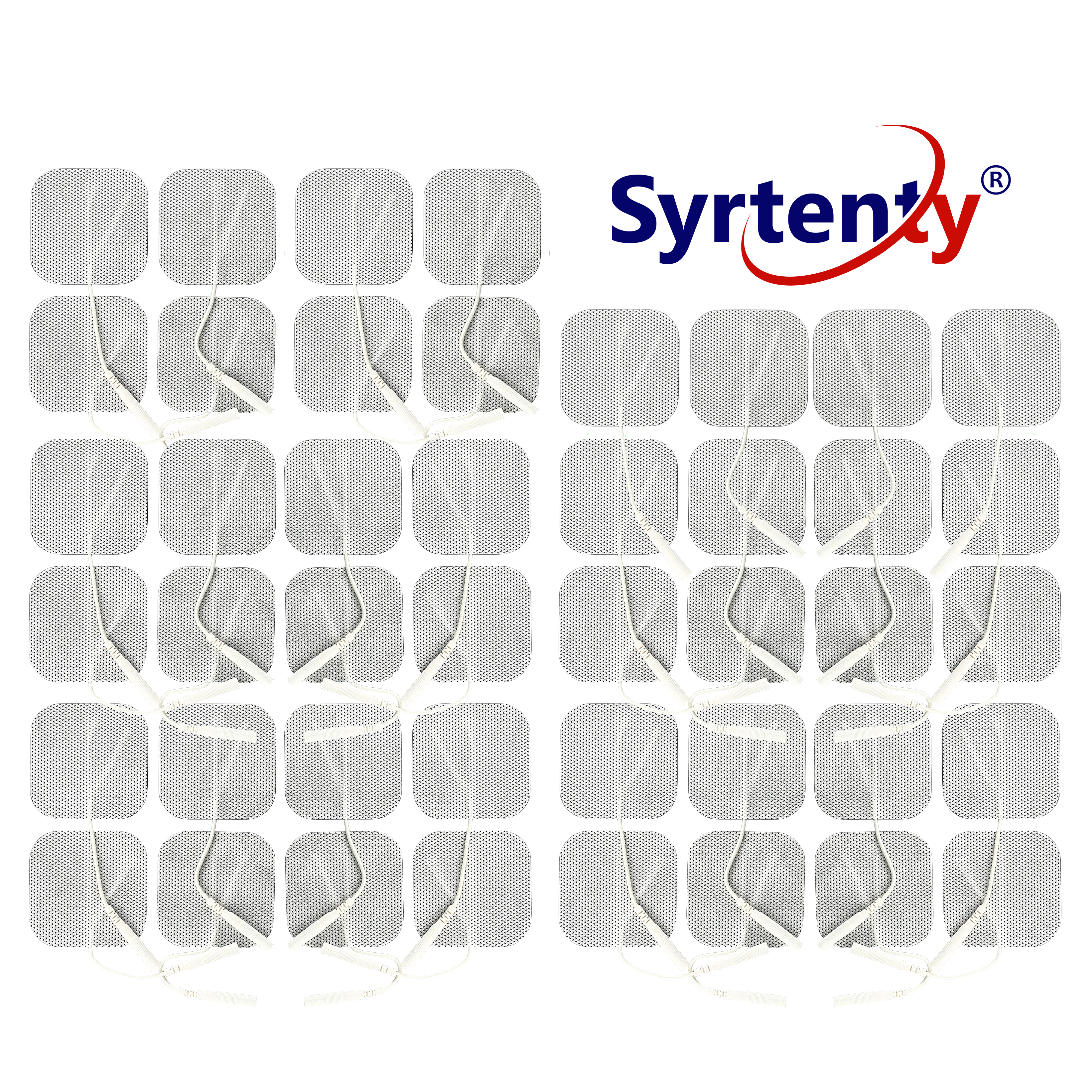 Syrtenty-"TENS Unit Pads -  Pigtail Square 2 inch 44pcs Electrodes"