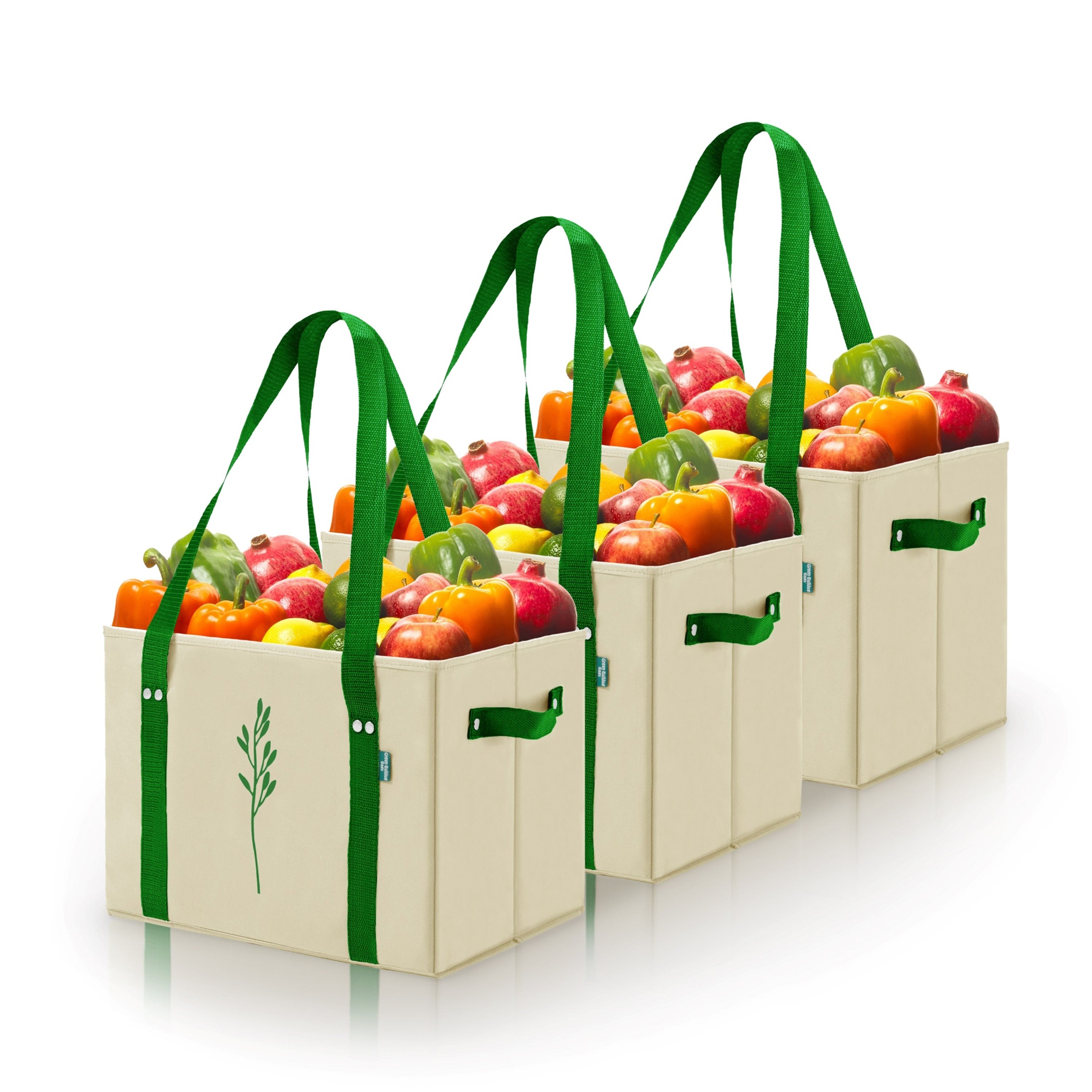 Taupe Reusable Grocery Box Bags (Set of 3)