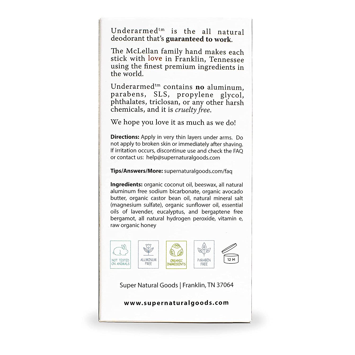 Underarmed Natural Deodorant (2.6 oz)