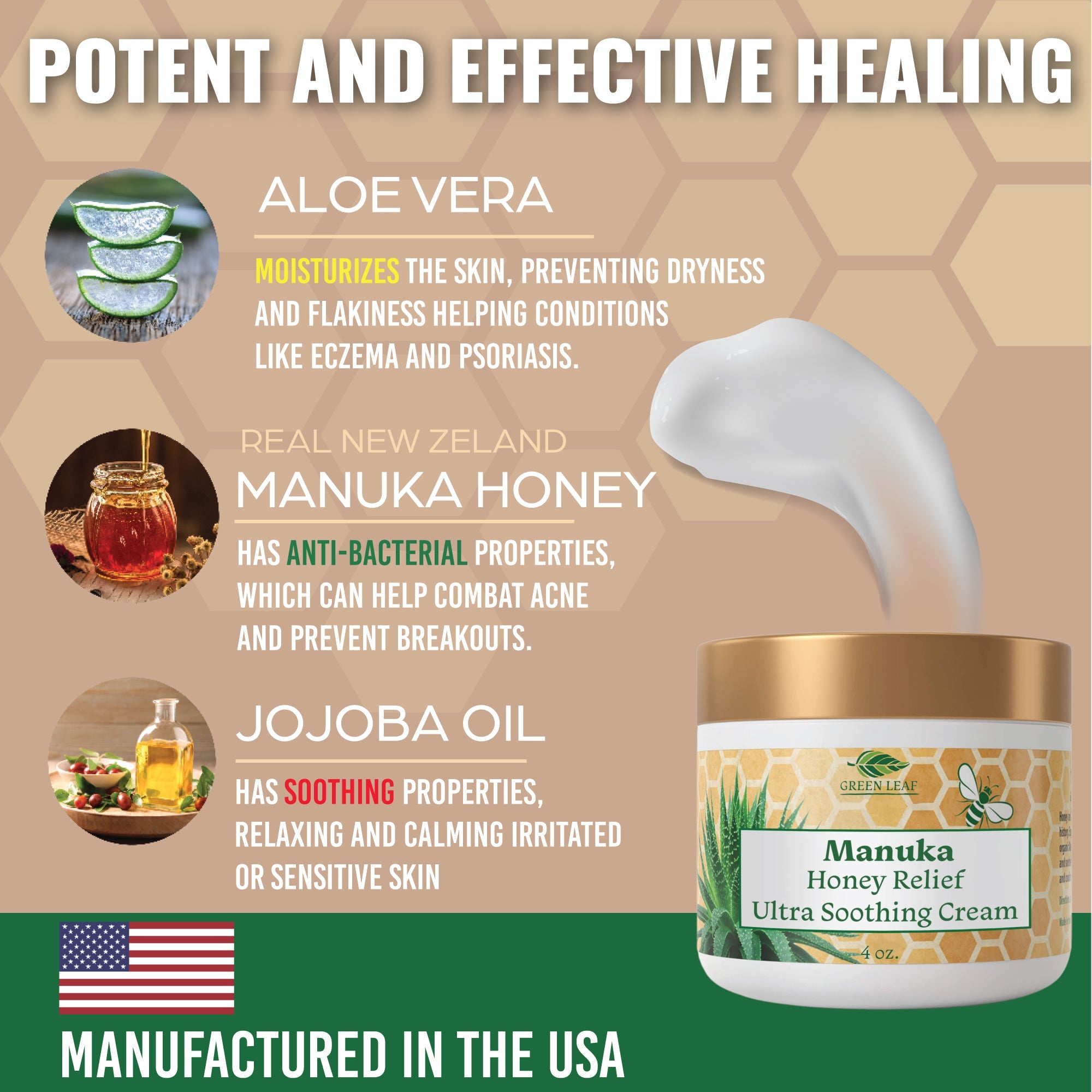 Manuka Honey Cream - Eczema Honey Cream Moisturizer Lotion Treatment for Ezcema & Psoriasis - Ultra Soothing Relief - Face & Body Care, Itchy, Dry Skin Rash Healing Ointment - For Adults & Kids